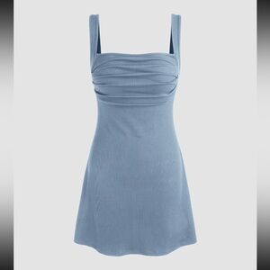 Ruched Square Neck Mini Dress